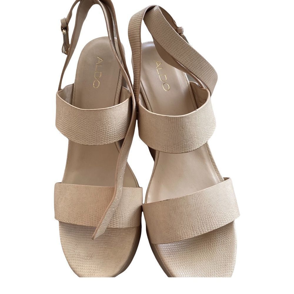 Aldo women’s cream wedge heeled sandals size 10 - Picture 2 of 5